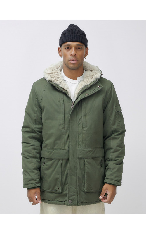 Зимняя мужская парка с капюшоном для активного отдыха.