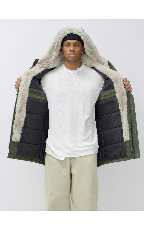 Зимняя мужская парка с капюшоном для активного отдыха.