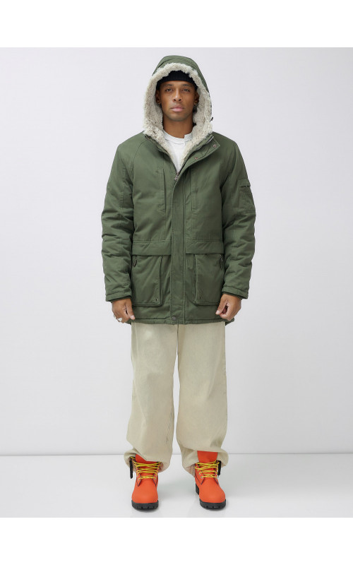 Зимняя мужская парка с капюшоном для активного отдыха.