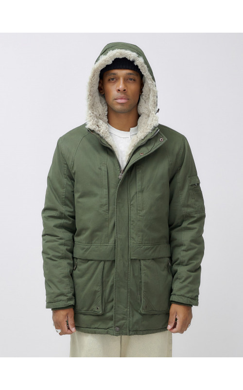 Зимняя мужская парка с капюшоном для активного отдыха.