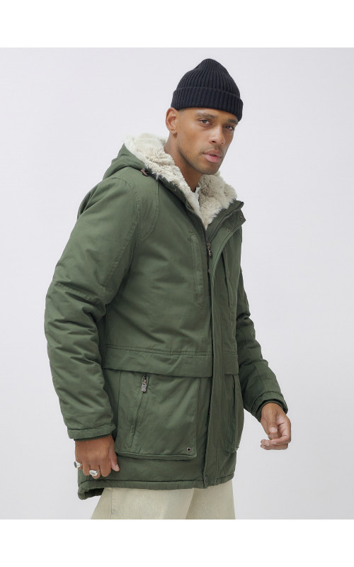 Зимняя мужская парка с капюшоном для активного отдыха.