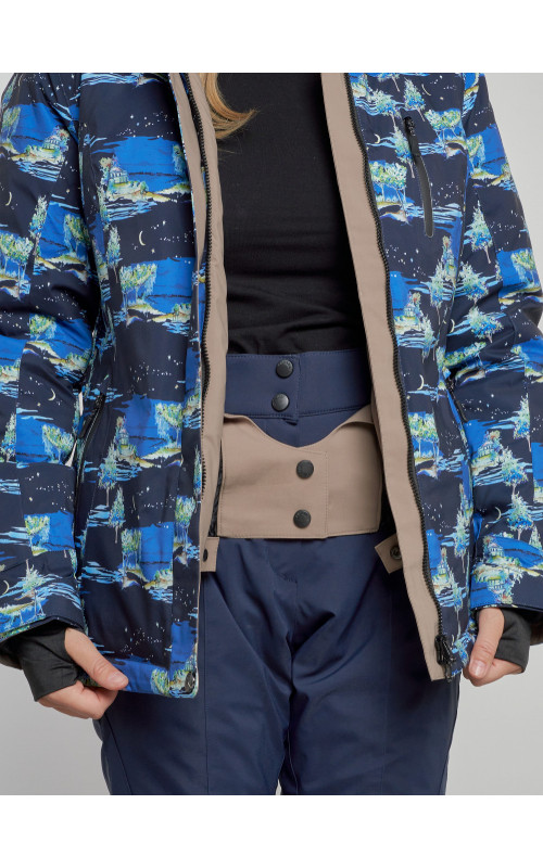 Женская горнолыжная куртка: тёмно-синий принт