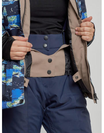 Женская горнолыжная куртка: тёмно-синий принт