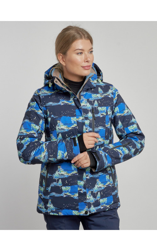 Женская горнолыжная куртка: тёмно-синий принт