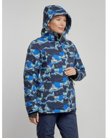 Женская горнолыжная куртка: тёмно-синий принт
