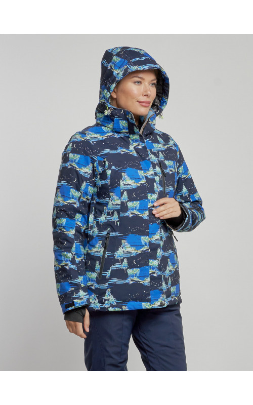 Женская горнолыжная куртка: тёмно-синий принт