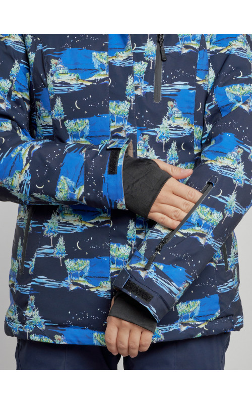 Женская горнолыжная куртка: тёмно-синий принт