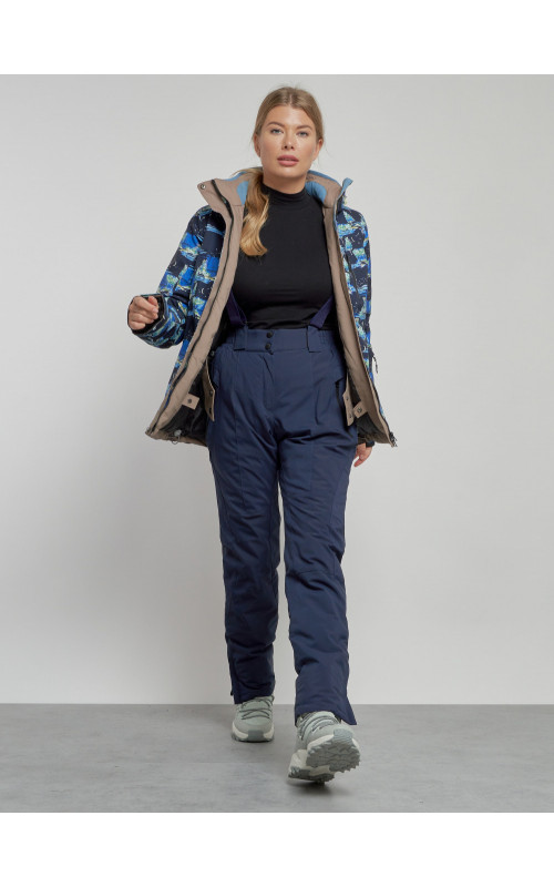 Женская горнолыжная куртка: тёмно-синий принт