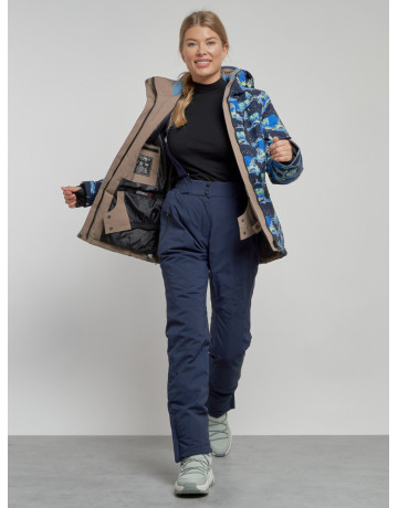 Женская горнолыжная куртка: тёмно-синий принт