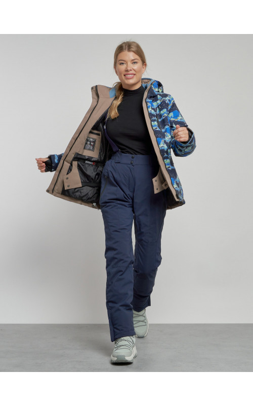 Женская горнолыжная куртка: тёмно-синий принт