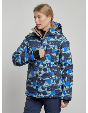 Женская горнолыжная куртка: тёмно-синий принт