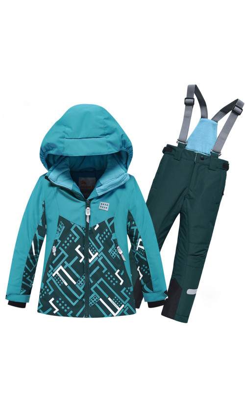 Горнолыжный костюм зимний для девочки бирюзового цвета