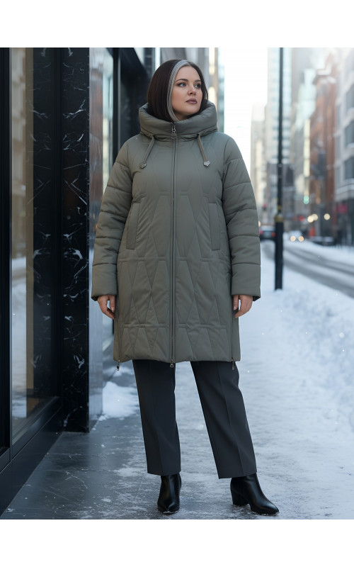 Длинный зимний пуховик для женщин больших размеров