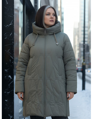 Длинный зимний пуховик для женщин больших размеров