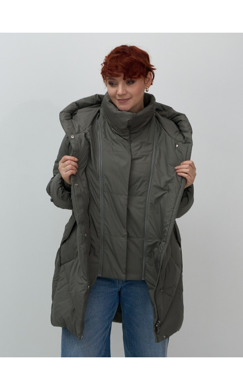 Женское зимнее двубортное пальто премиум-класса.