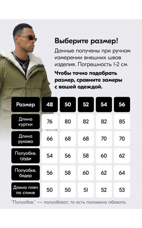 Мужская зимняя удлиненная парка с мехом, хаки