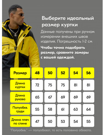 Мужской горнолыжный костюм зимний жёлтый