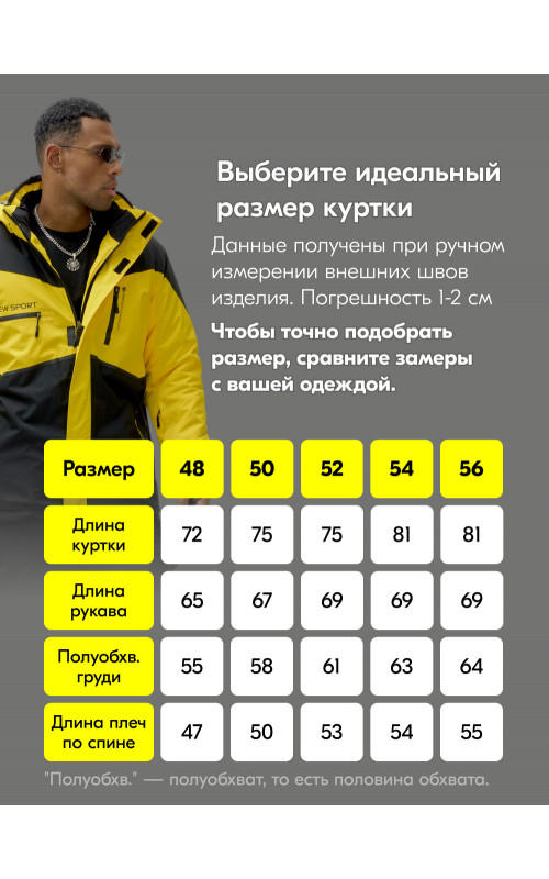 Мужской горнолыжный костюм зимний жёлтый
