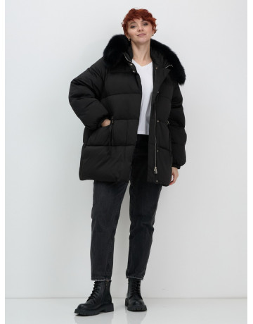 Пуховик с мехом песца, зимний, элегантный, для женщин