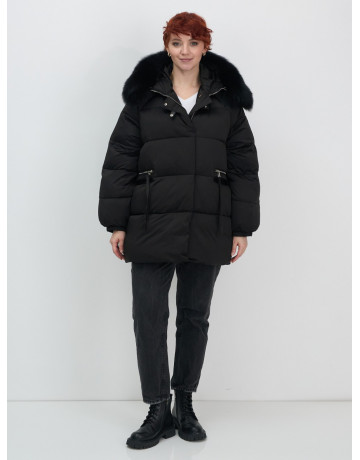 Пуховик с мехом песца, зимний, элегантный, для женщин