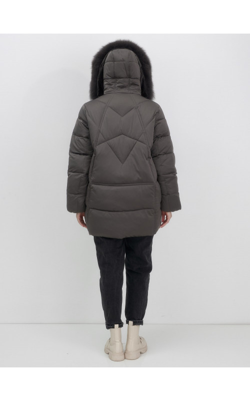 Пуховик для женщин с мехом песца