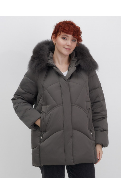Пуховик для женщин с мехом песца