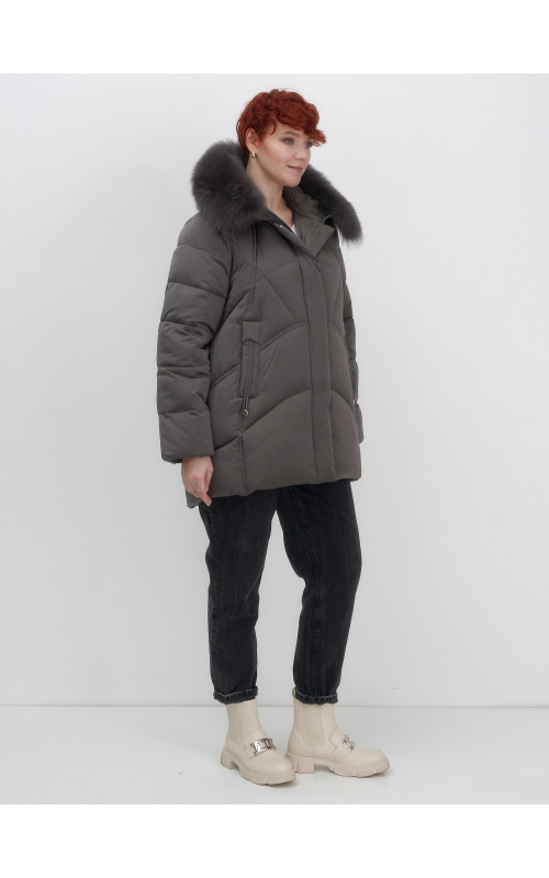 Пуховик для женщин с мехом песца