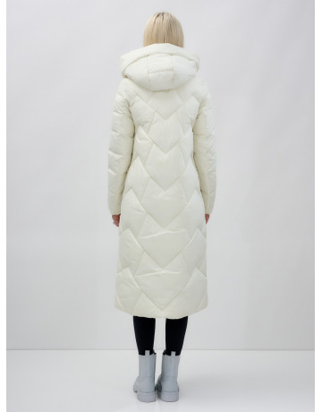 Длинный зимний пуховик с капюшоном для женщин.