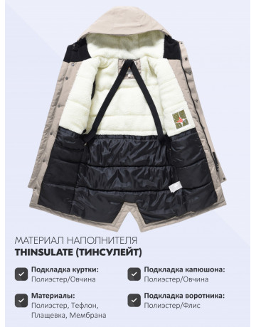 Зимняя парка для мальчика-подростка, свободный крой.