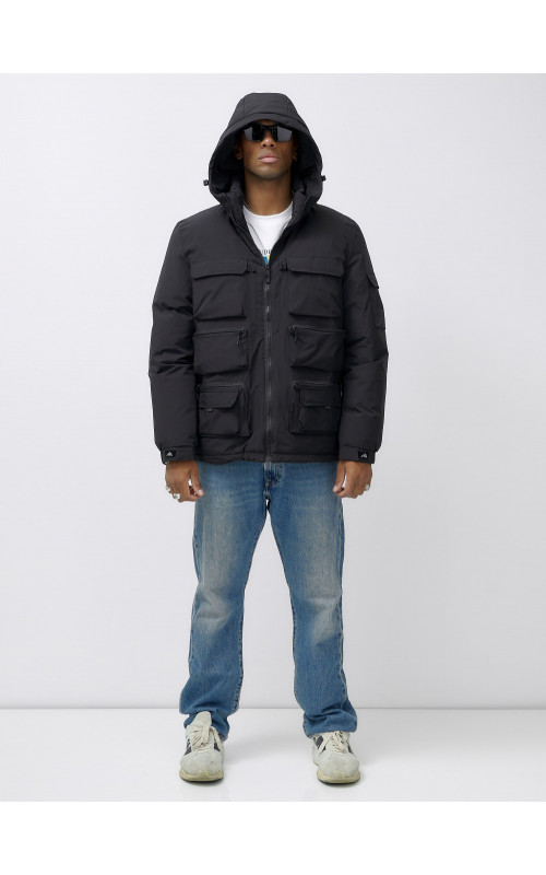 Мужская зимняя куртка больших размеров с регулируемым капюшоном.