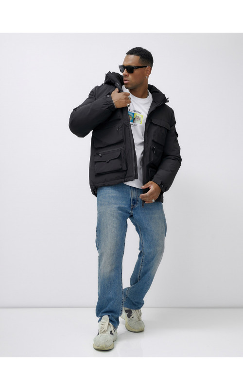 Мужская зимняя куртка больших размеров с регулируемым капюшоном.