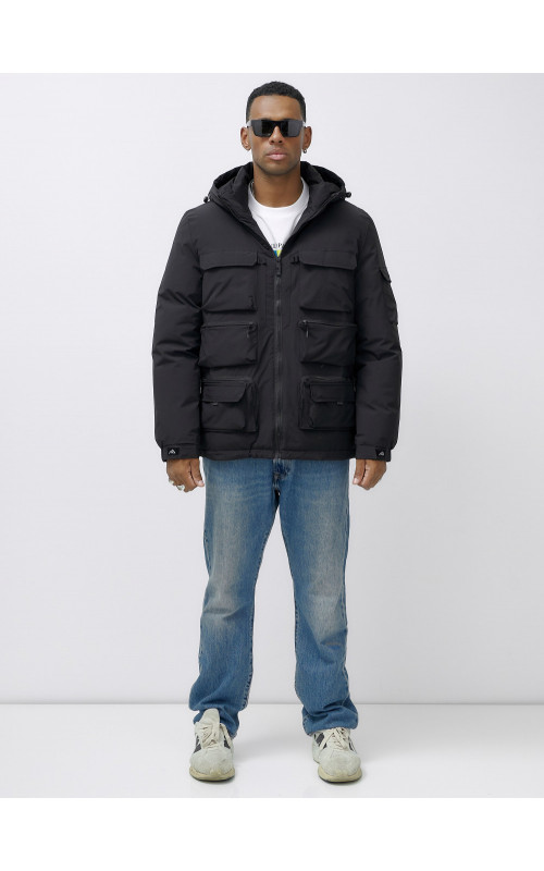 Мужская зимняя куртка больших размеров с регулируемым капюшоном.