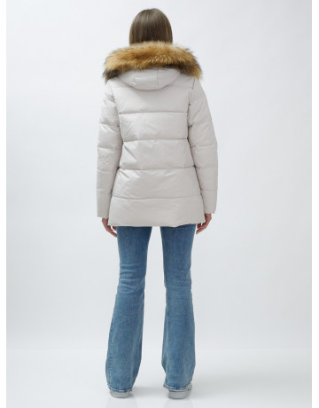 Зимняя женская куртка премиум-класса с опушкой из натурального меха енота.