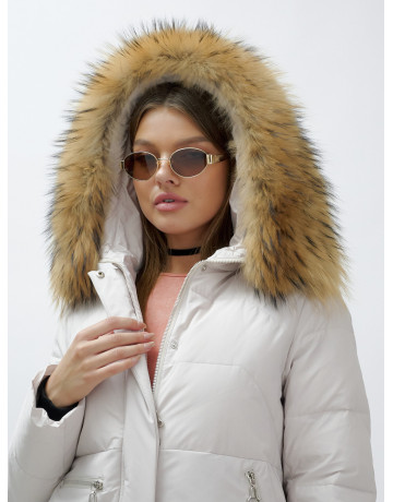 Зимняя женская куртка премиум-класса с опушкой из натурального меха енота.