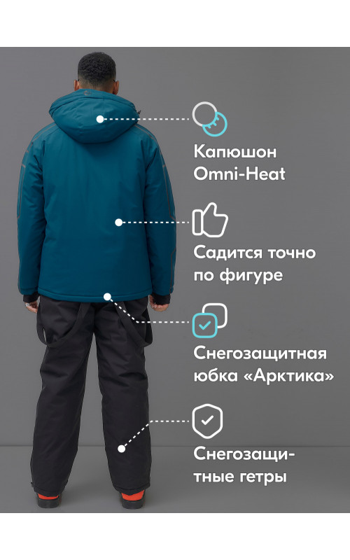 Мужской зимний горнолыжный костюм синего цвета