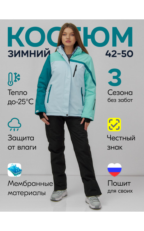 Женский горнолыжный костюм зимний голубой