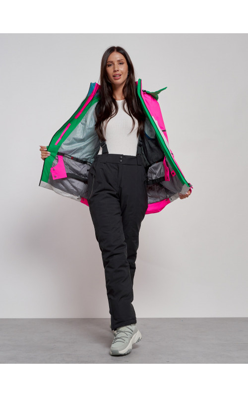 Женская горнолыжная куртка яркая цветкая