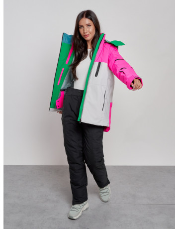 Женская горнолыжная куртка яркая цветкая