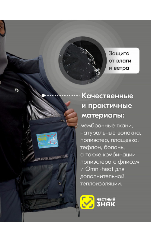 Мужской горнолыжный костюм, тёмно-серый
