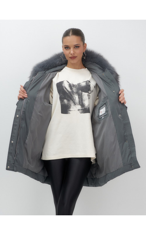 Пуховик с мехом песца зимний премиум-класса