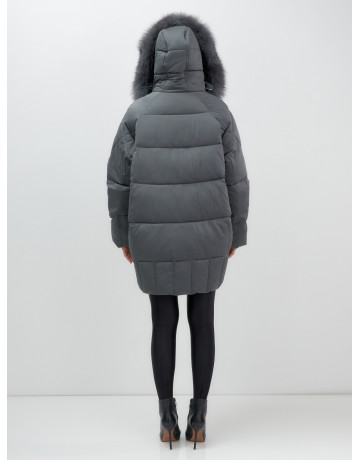 Пуховик с мехом песца зимний премиум-класса