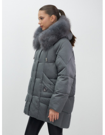 Пуховик с мехом песца зимний премиум-класса