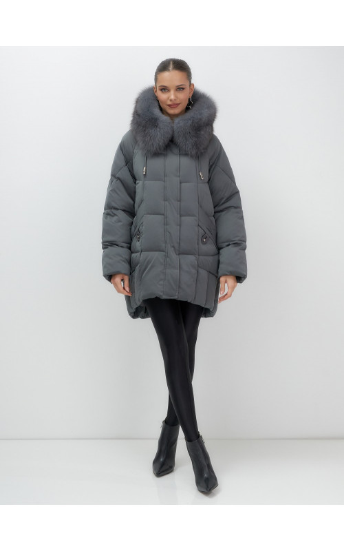 Пуховик с мехом песца зимний премиум-класса