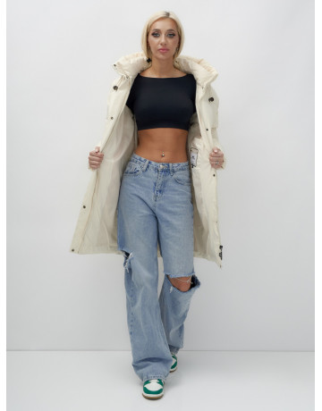 Зимняя куртка свободного кроя для женщин с трикотажными манжетами.