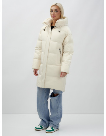 Зимняя куртка свободного кроя для женщин с трикотажными манжетами.