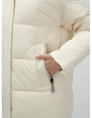 Зимняя куртка свободного кроя для женщин с трикотажными манжетами.