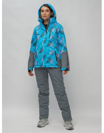 Женский горнолыжный комплект: куртка с цветочным принтом и брюки со съёмными бретелями
