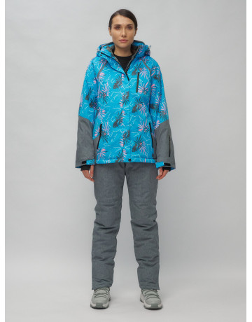 Женский горнолыжный комплект: куртка с цветочным принтом и брюки со съёмными бретелями