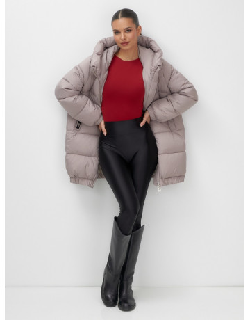 Женская зимняя куртка с капюшоном на резинке для больших размеров (от 50 до 58) на тёплом тинсулейте.