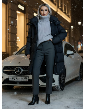 Длинный зимний пуховик для женщин